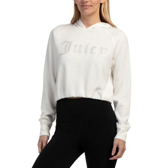 JUICY COUTURE Cloud Dancer Bubble Hem Hoodie With Rhinestone Logo - Picture 1 of 2